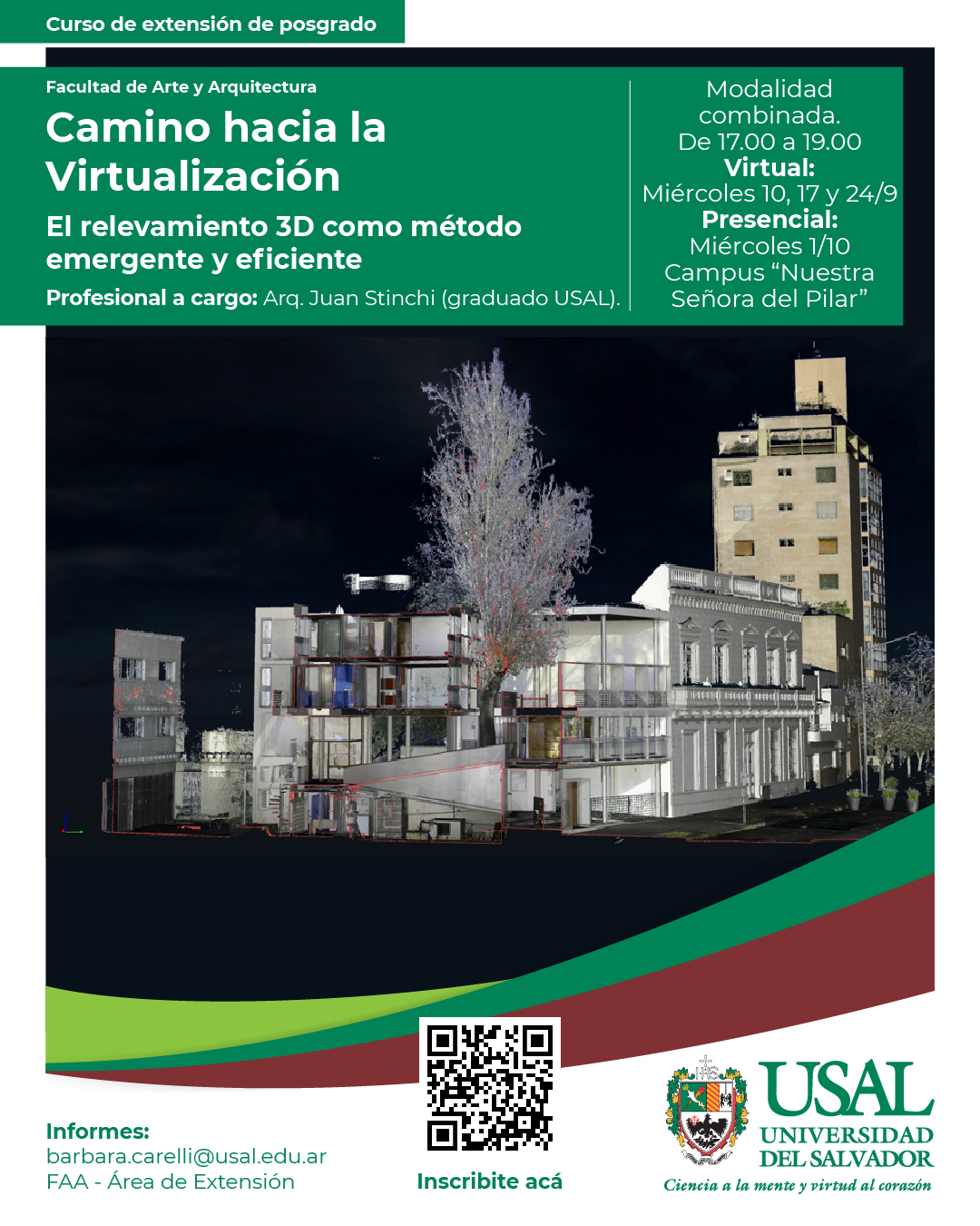 Portada de la actividad DVRID 137/25: Curso de extensión de posgrado - Camino hacia la Virtualización - El relevamiento 3D como método emergente y eficiente