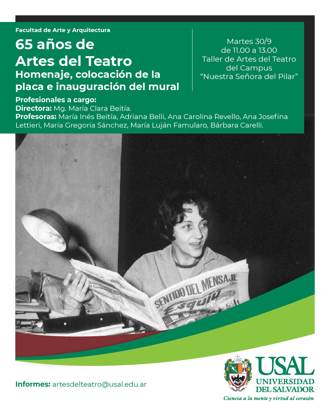 Portada de la actividad RR N°201/25: 65 Años de Artes del Teatro - Ciclo de Actividades