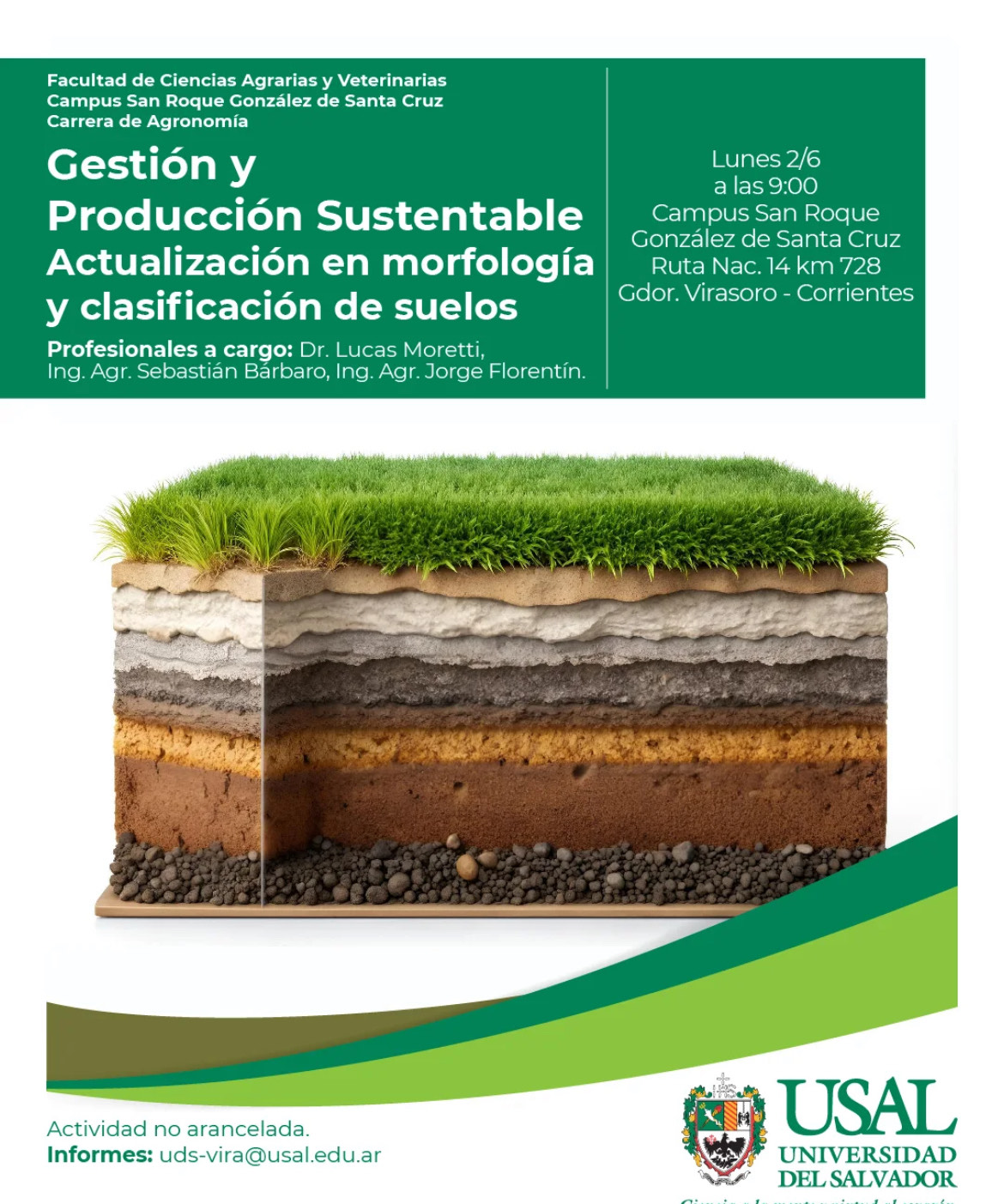 Portada de la actividad Gestión y Producción Sustentable: Actualización en morfología y clasificación de suelos.