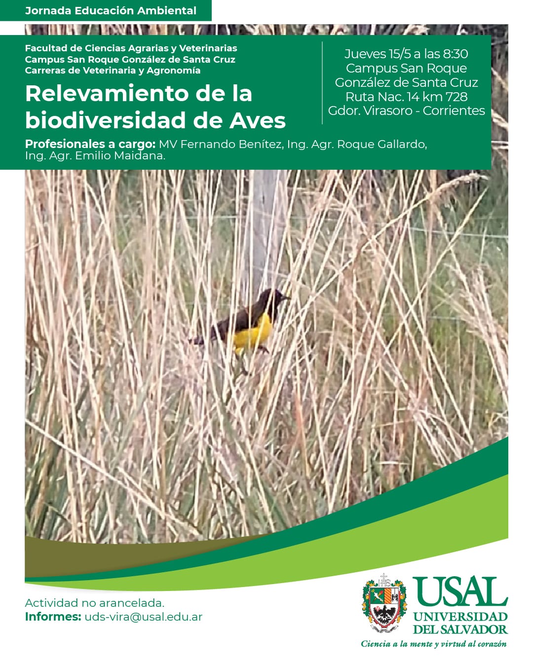 Portada de la actividad Relevamiento de la biodiversidad de aves