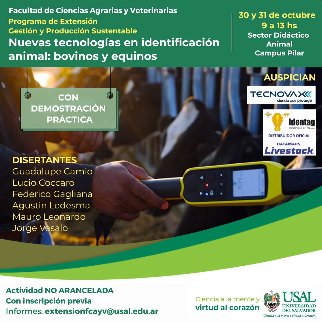 Portada de la actividad Nuevas tecnologías en identificación animal: bovinos y equinos.