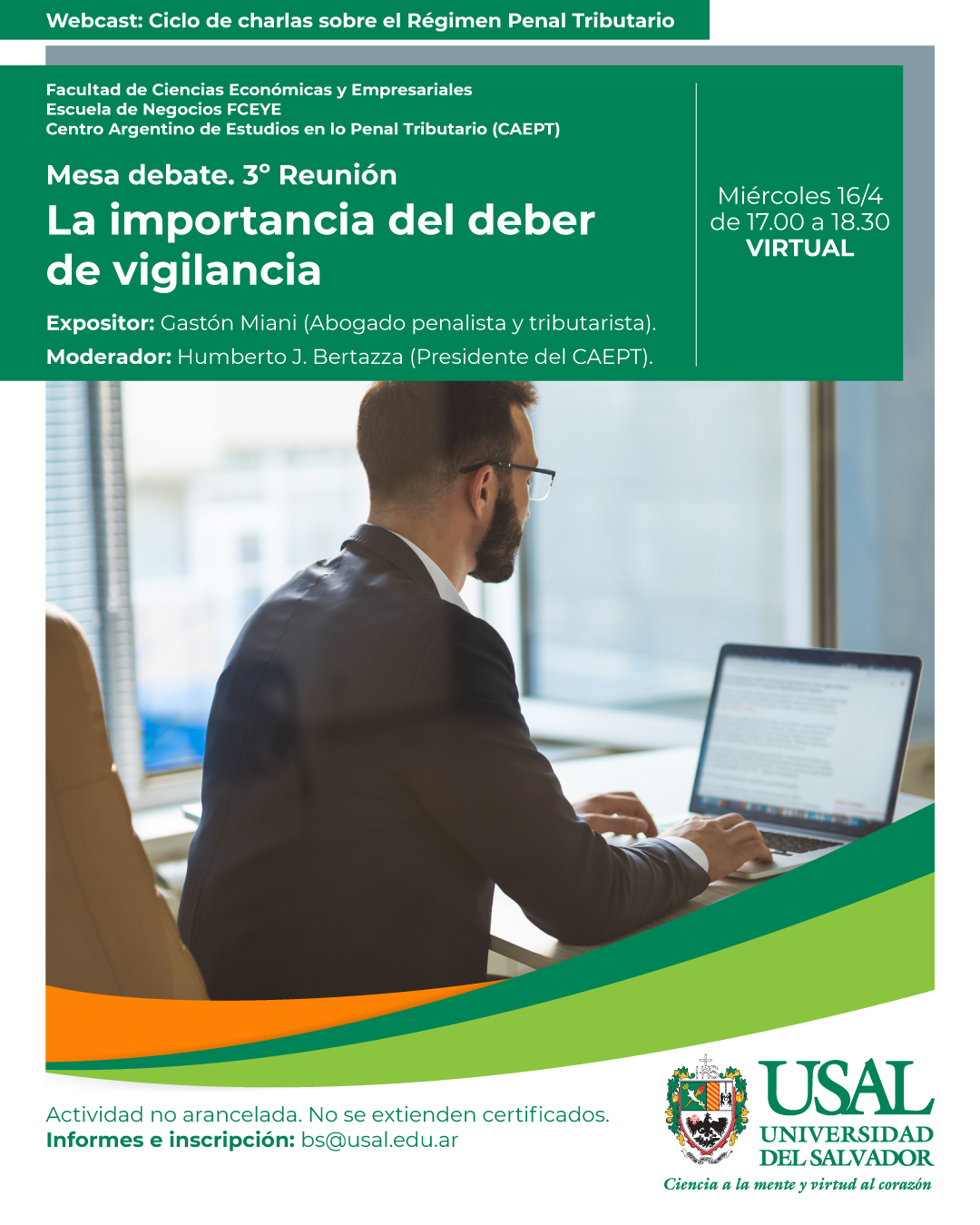 Portada de la actividad Ciclo de charlas sobre el Régimen Penal Tributario. La importancia del deber de vigilancia. Disp Vrid 23/2025