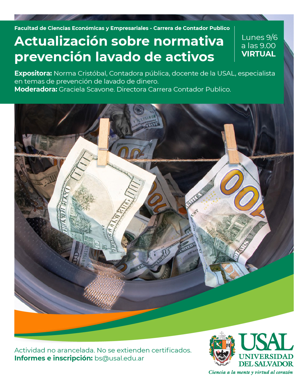 Portada de la actividad Actualización sobre normativa prevención lavado de activos. Disp Decanal Nro 237/25