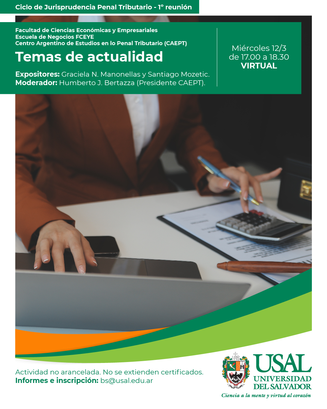 Portada de la actividad Ciclo de charlas sobre el Régimen Penal Tributario. Las modificaciones a la ley de lavado de dinero. Disp Vrid 23/2025