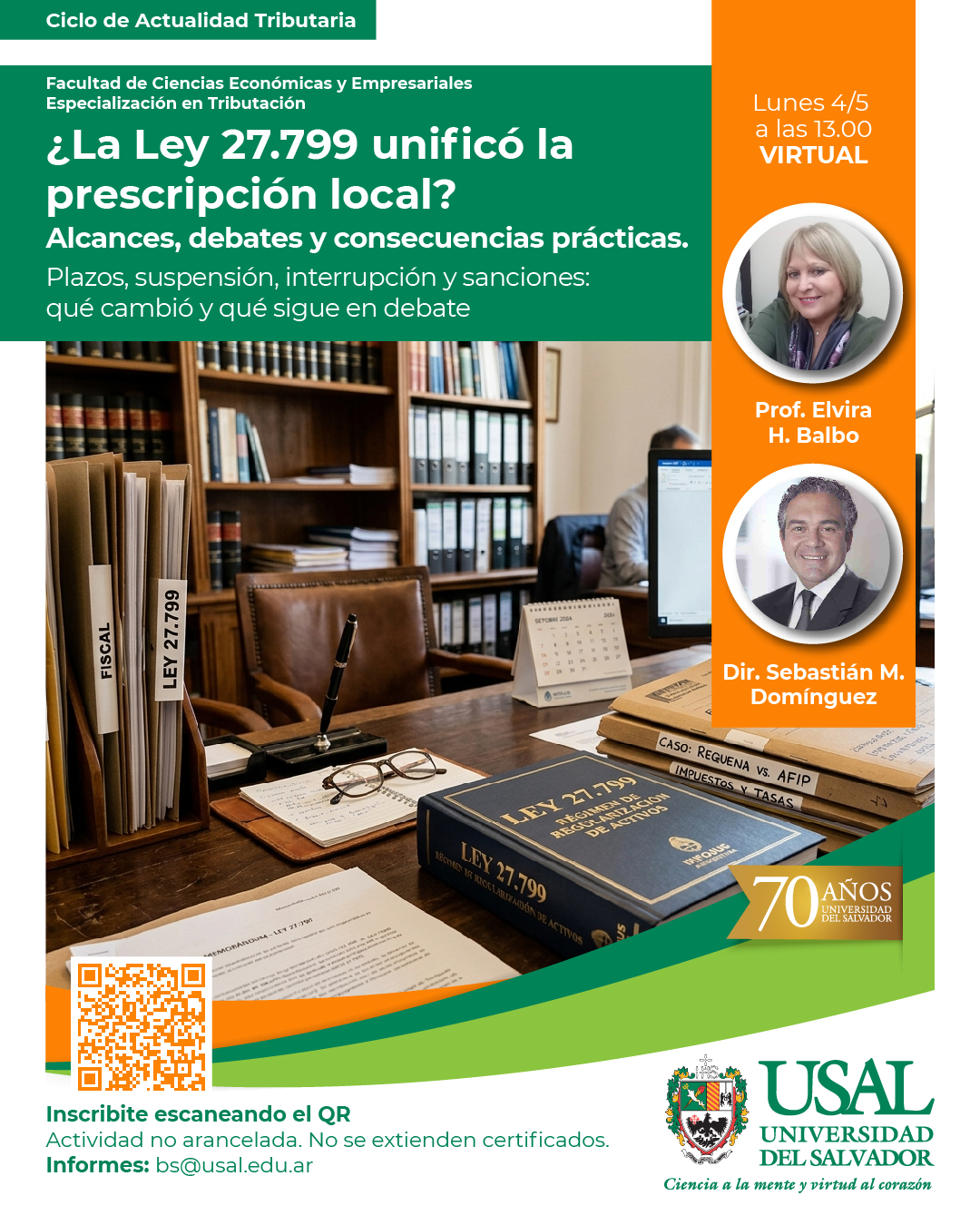 Portada de la actividad ¿LA LEY 27.799 UNIFICÓ LA PRESCRIPCIÓN LOCAL? ALCANCES, DEBATES Y CONSECUENCIAS PRÁCTICAS. CICLO DE CHARLAS ACTUALIDAD TRIBUTARIA. DISP VRID 3/2026