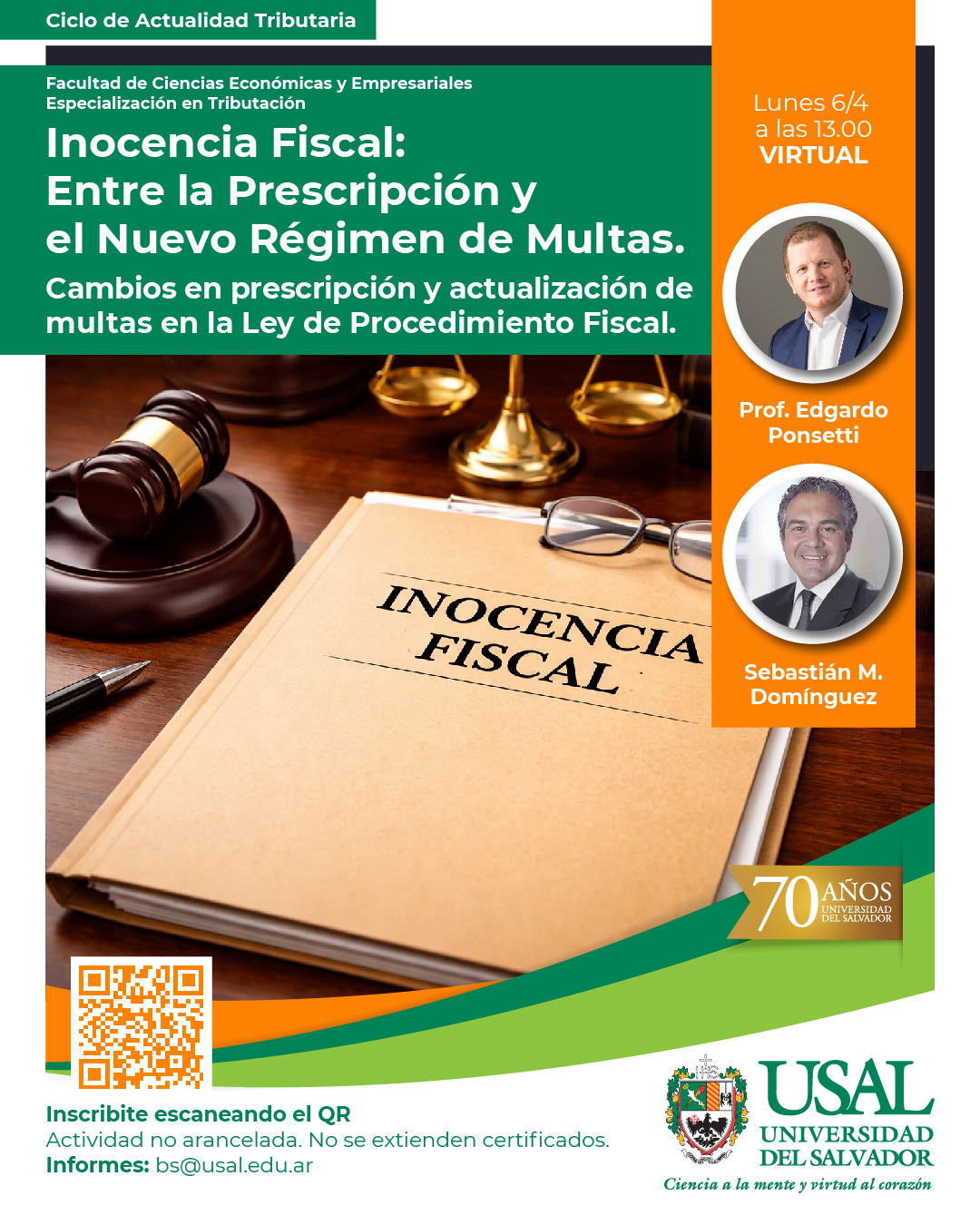 Portada de la actividad INOCENCIA FISCAL: ENTRE LA PRESCRIPCIÓN Y EL NUEVO RÉGIMEN DE MULTAS: CAMBIOS EN PRESCRIPCIÓN Y ACTUALIZACIÓN DE MULTAS EN LA LEY DE PROCEDIMIENTO FISCAL. CICLO DE CHARLAS ACTUALIDAD TRIBUTARIA. DISP VRID 3/2026