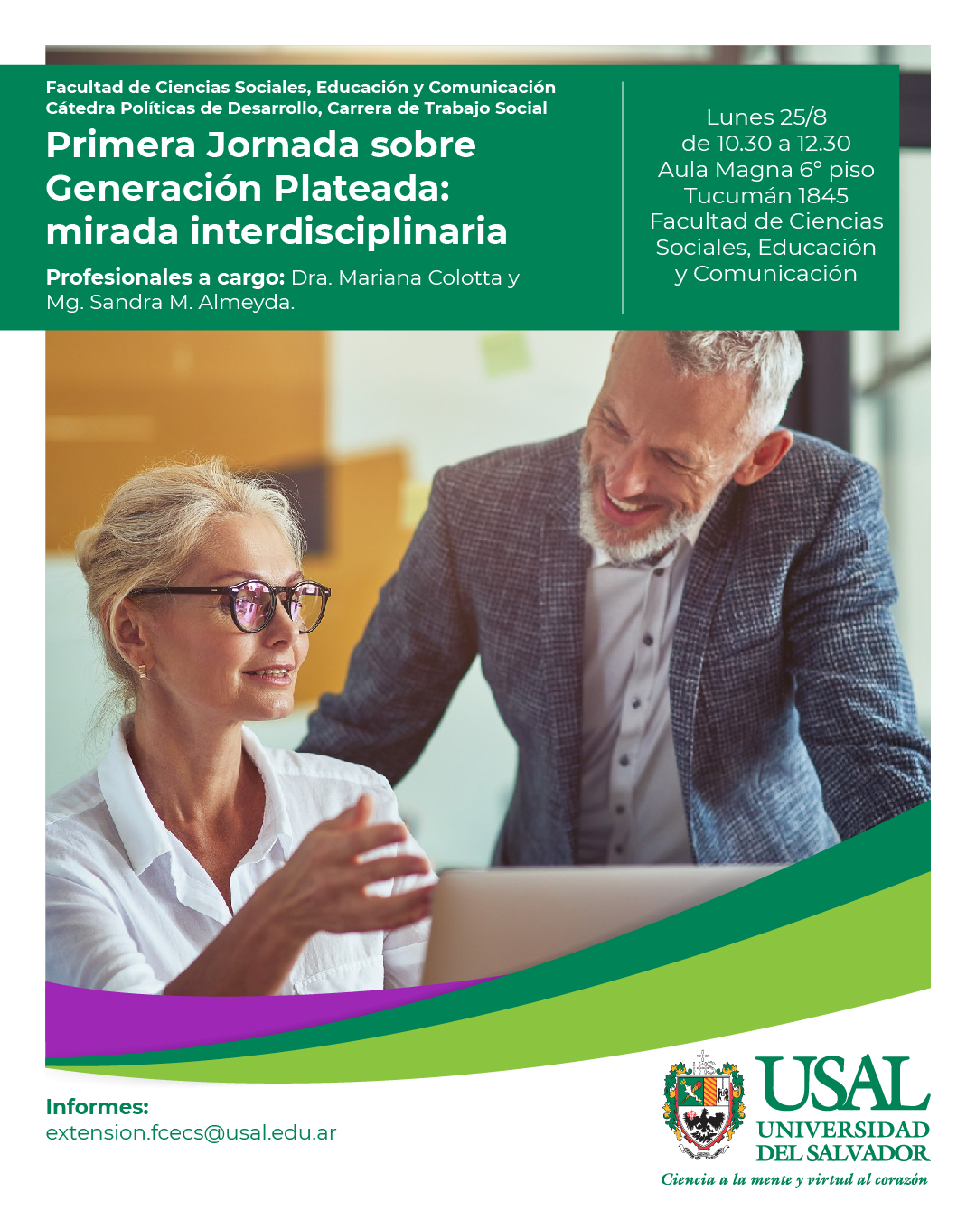 Portada de la actividad Primera Jornada sobre Generación Plateada: mirada interdisciplinaria (DVRID 146/2025)