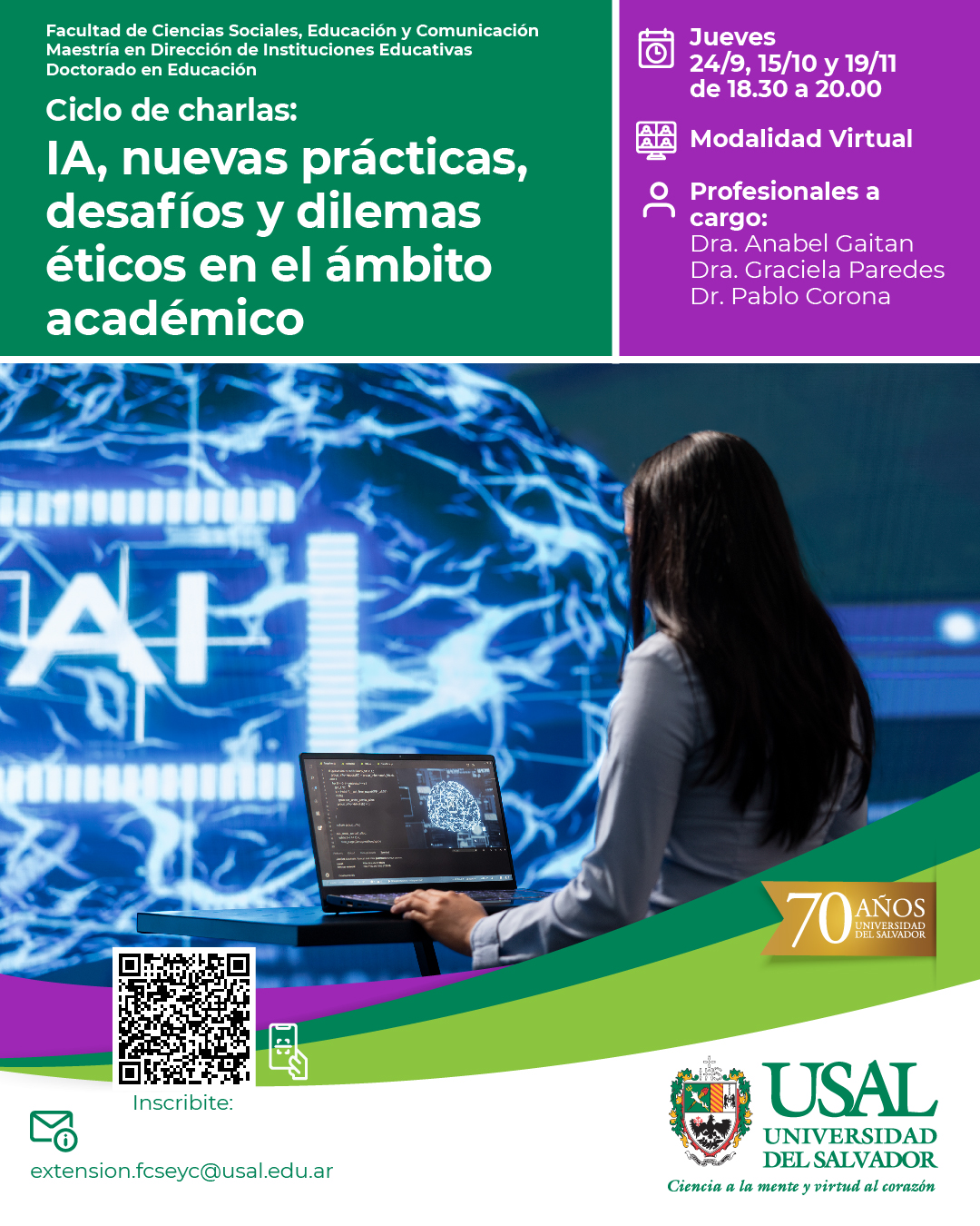 Portada de la actividad Ciclo de charlas: Inteligencia artificial, nuevas prácticas, desafíos y dilemas éticos en el ámbito académico
