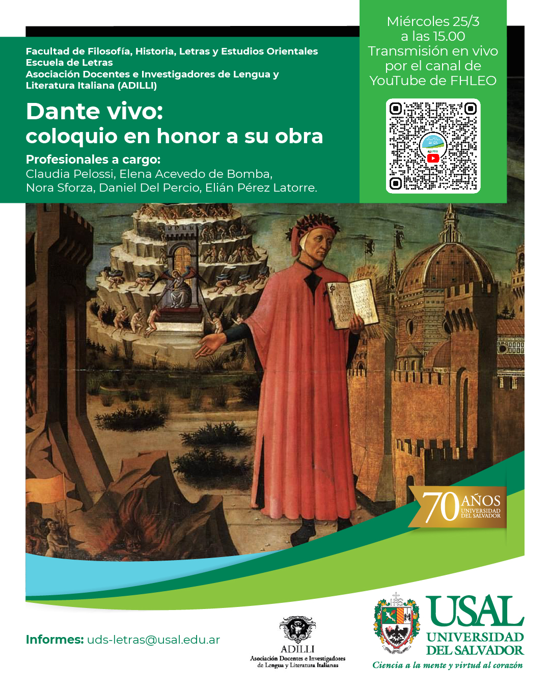 Portada de la actividad Dante vivo: coloquio en honor a su obra (RV 29/26)