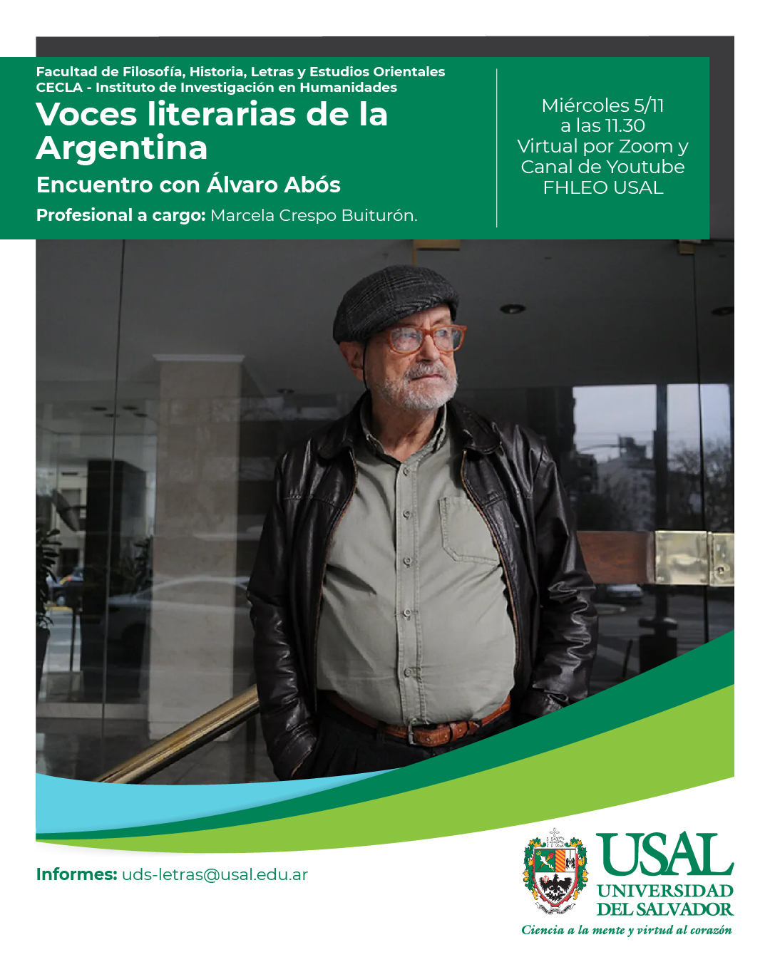 Portada de la actividad Voces literarias de la Argentina. Encuentro con Álvaro Abós (RVRID 215/25)