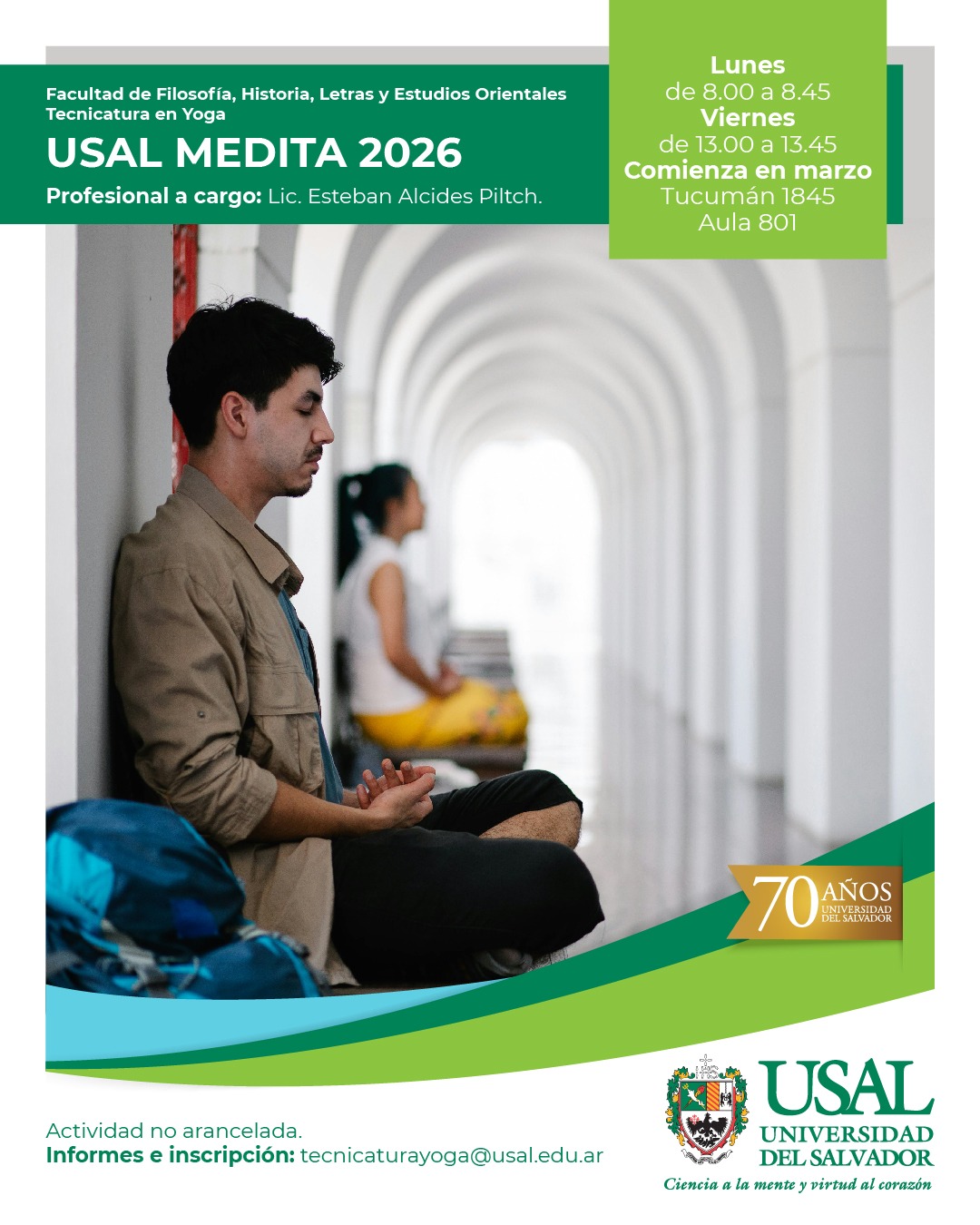 Portada de la actividad Taller “USAL MEDITA”  para la comunidad USAL (RV 7/26)