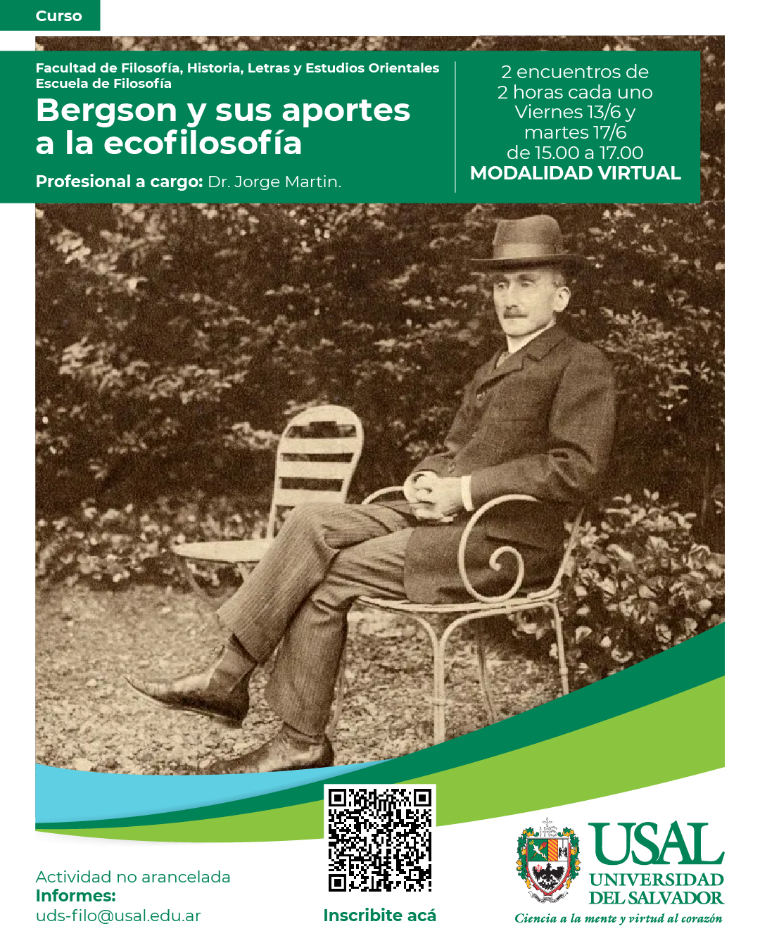 Portada de la actividad Bergson y sus aportes a la Ecofilosofía (R.R. 71/2025)