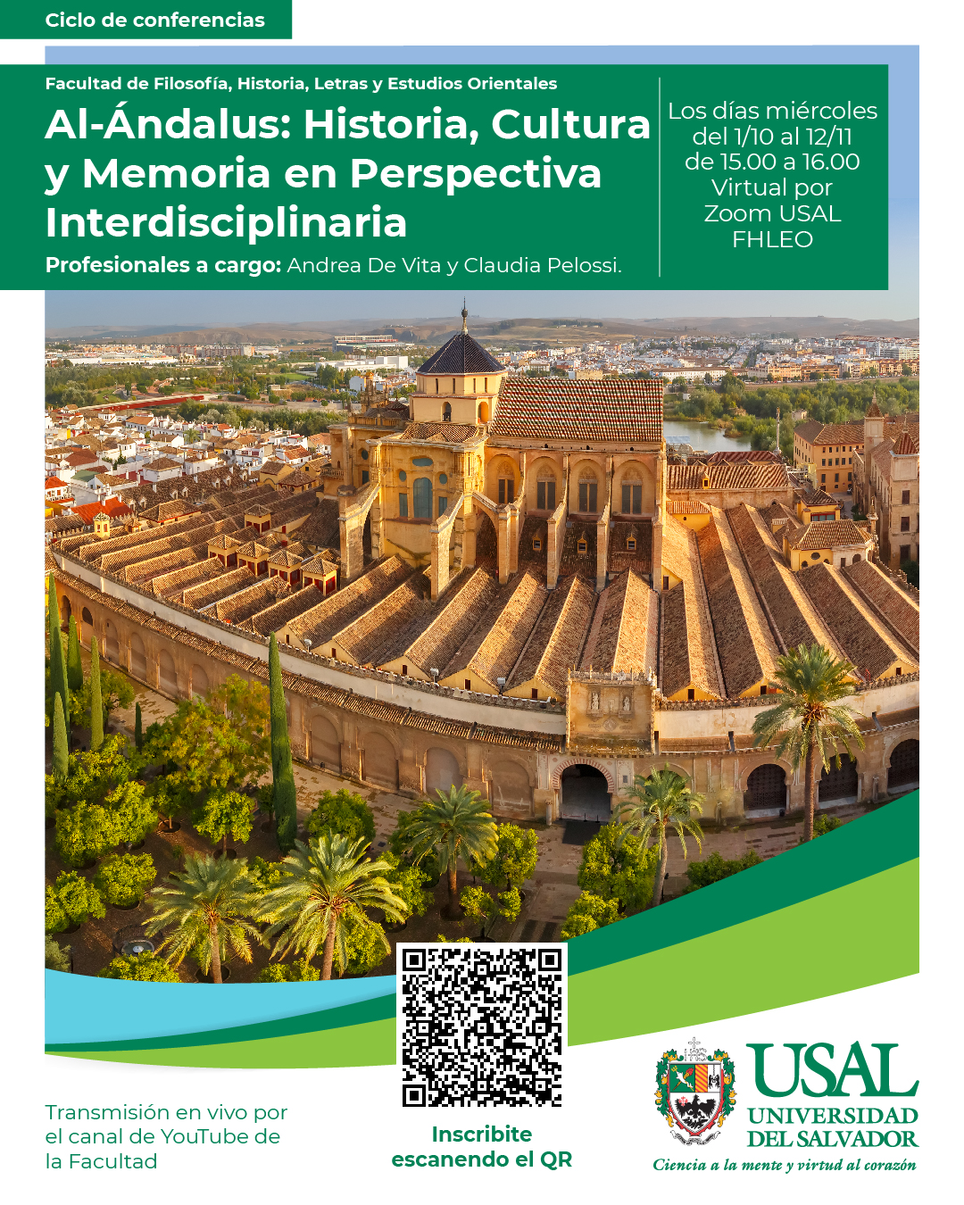 Portada de la actividad Ciclo de conferencias: “Al‑Andalus: Historia, Cultura y Memoria en Perspectiva Interdisciplinaria” (RVRID 212/25)