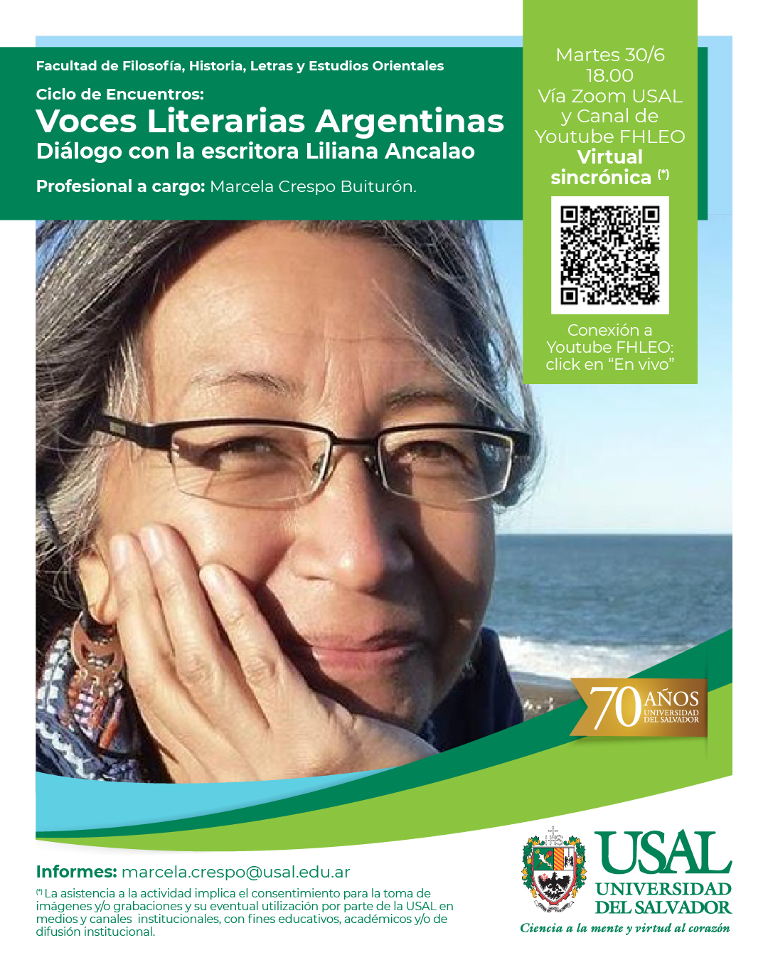 Portada de la actividad Ciclo de Encuentros “Voces Literarias Argentinas”. Diálogo con la escritora  Liliana Ancalao (DVRID 215/25)
