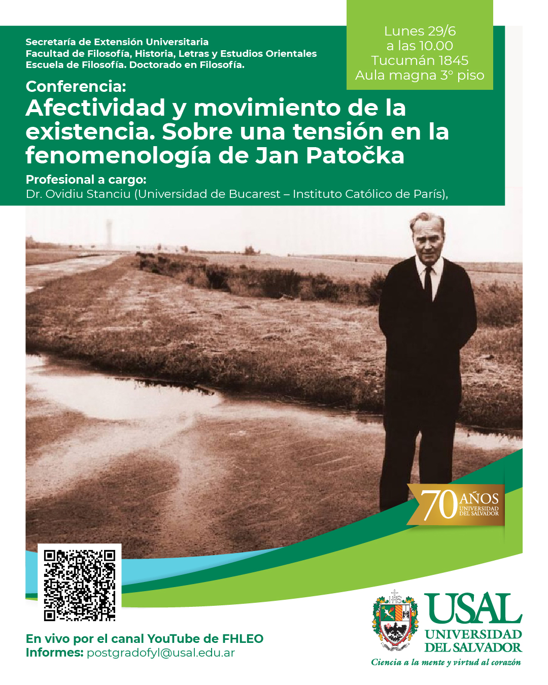 Portada de la actividad Conferencia: Afectividad y movimiento de la existencia. Sobre una tensión en la fenomenología de Jan Patočka (DVRID 129/26)