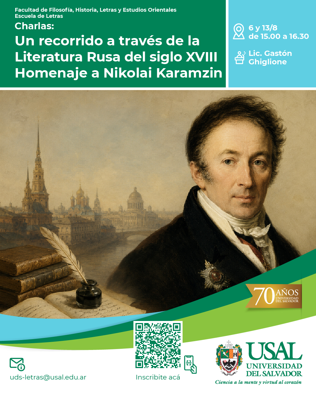 Portada de la actividad Charlas: Un recorrido a través de la Literatura Rusa del siglo XVIII. Homenaje a Nikolai Karamzin (DVRID 141/26)