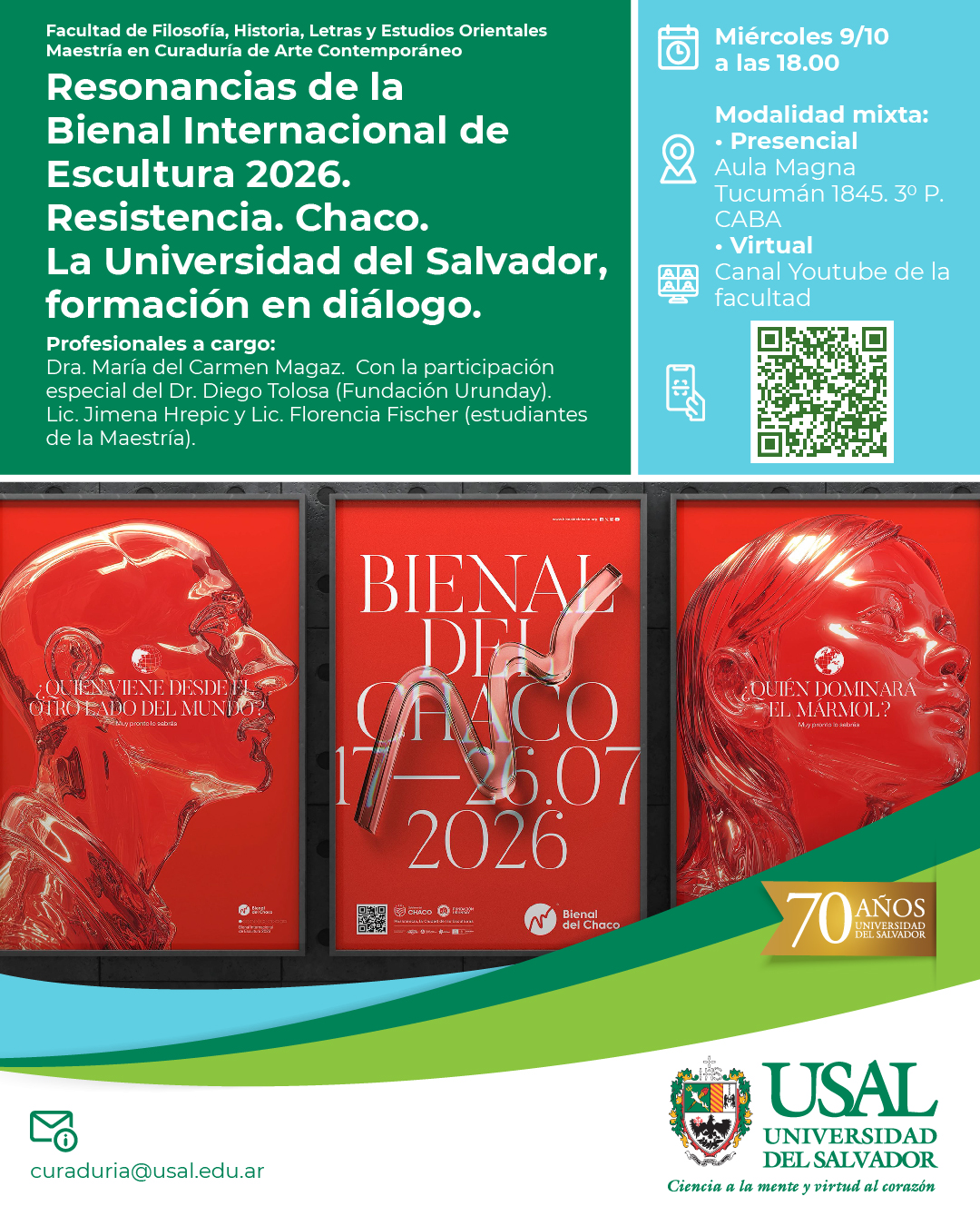 Portada de la actividad Resonancias de la Bienal Internacional de Escultura 2026, Resistencia, Chaco. La Universidad del Salvador, formación en diálogo (RVDRD 179/26)