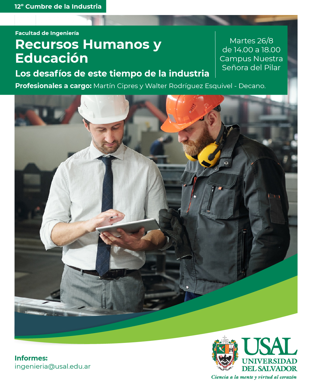 Portada de la actividad ”RRHH y EDUCACIÓN” Los desafíos de este tiempo de la industria – 12 Cumbre de la Industria.