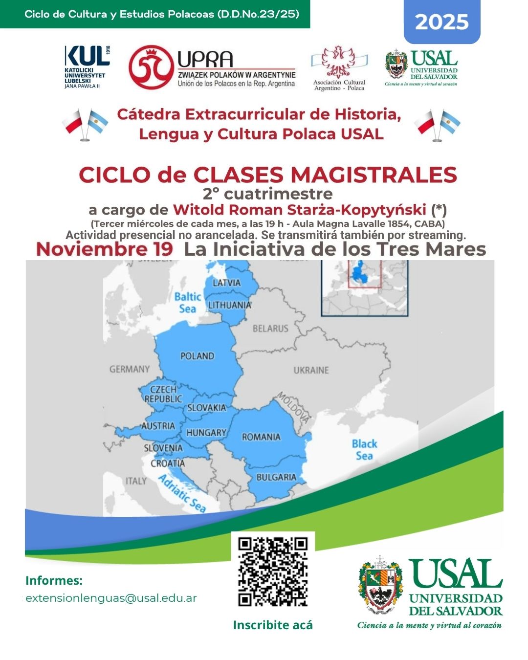 Portada de la actividad La iniciativa de los tres mares - Ciclo de Cultura y Estudios Polacos (D. D. Nº23/25)