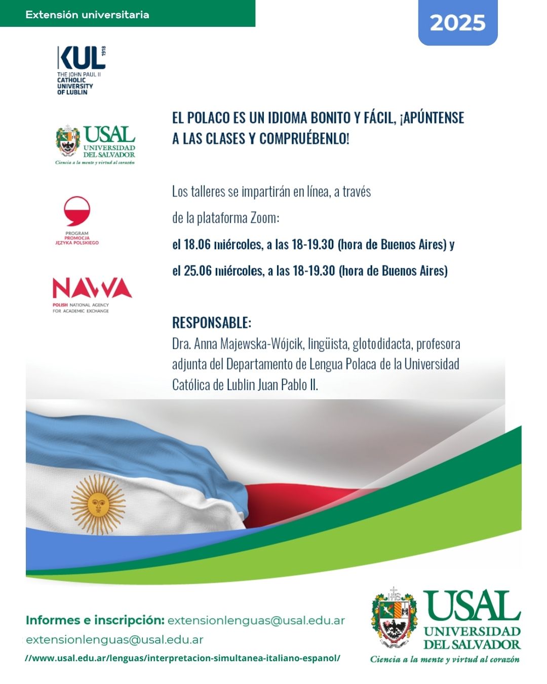 Portada de la actividad Clases sobre el polaco (Proyecto NAWA) (R. R. No.434/24)
