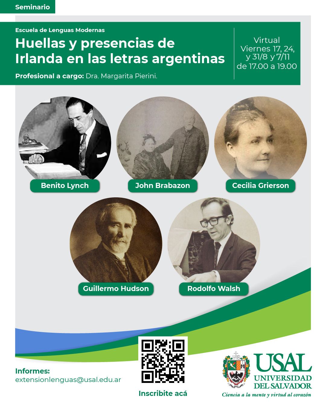 Portada de la actividad Seminario: «Huellas y presencias de Irlanda en las letras argentinas» (D. V. No.122/25)