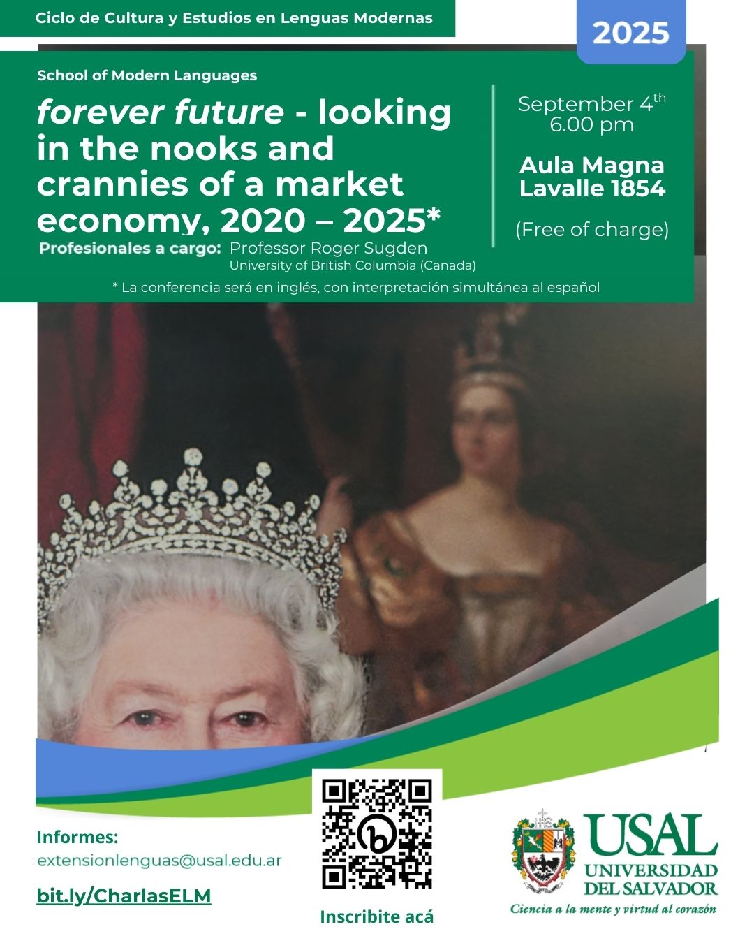Portada de la actividad Conferencia: «forever future - looking in the nooks and crannies  of a market economy, 2020 – 2025» - Ciclo de Cultura y Estudios en Lenguas Modernas (D.D.No.15/25)