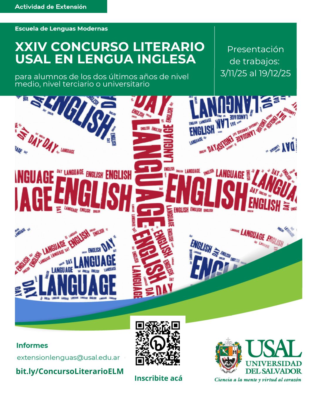 Portada de la actividad XXIV CONCURSO LITERARIO USAL en Lengua Inglesa - Edición 2025 (D.D.No.29/25)