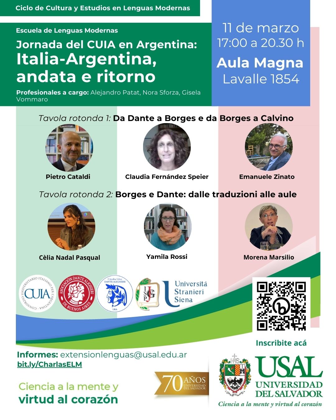 Portada de la actividad Jornada del CUIA en Argentina «Italia-Argentina, andata e ritorno» - Ciclo de Cultura y Estudios en Lenguas Modernas (D. D. No.003/26)