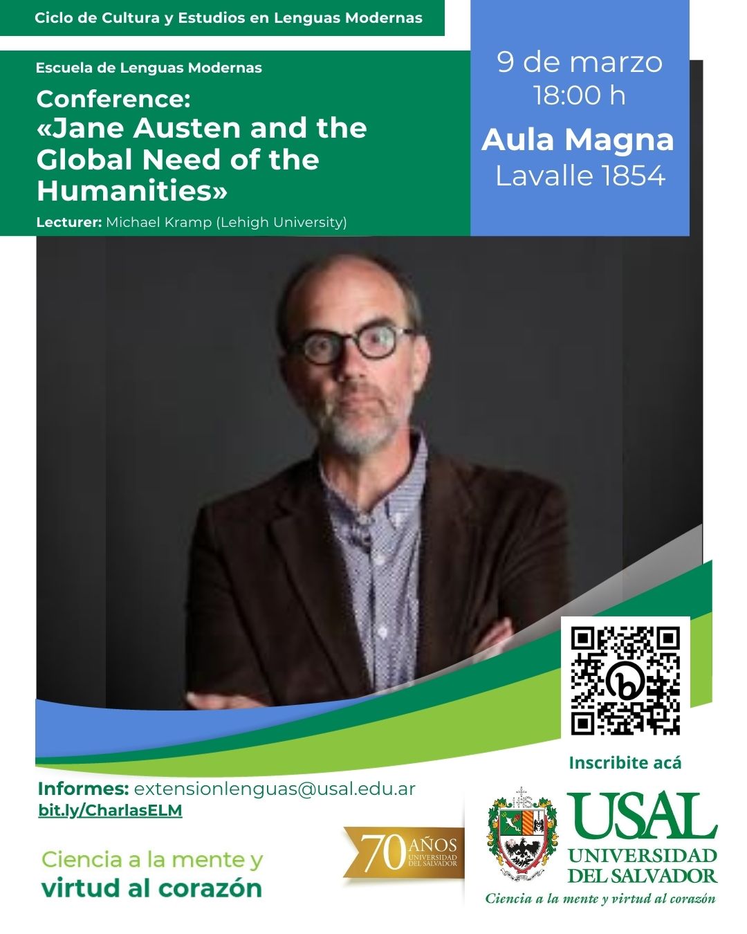 Portada de la actividad Conferencia: «Jane Austen and the Global Need of the Humanities» - Ciclo de Cultura y Estudios en Lenguas Modernas (D. D. No.003/26)