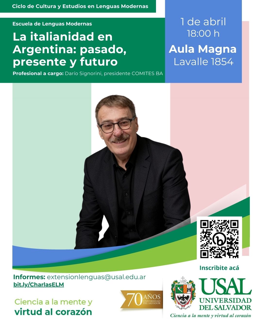 Portada de la actividad «La italianidad en Argentina: pasado, presente y futuro» - Ciclo de Cultura y Estudios en Lenguas Modernas (D. D. No.003/26)