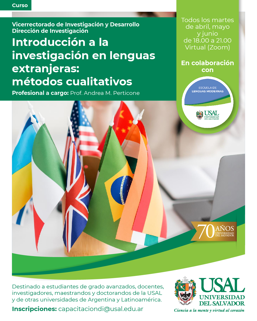 Portada de la actividad Seminario: “Introducción a la investigación en lenguas extranjeras: métodos cualitativos” (D. V. No.25/26)