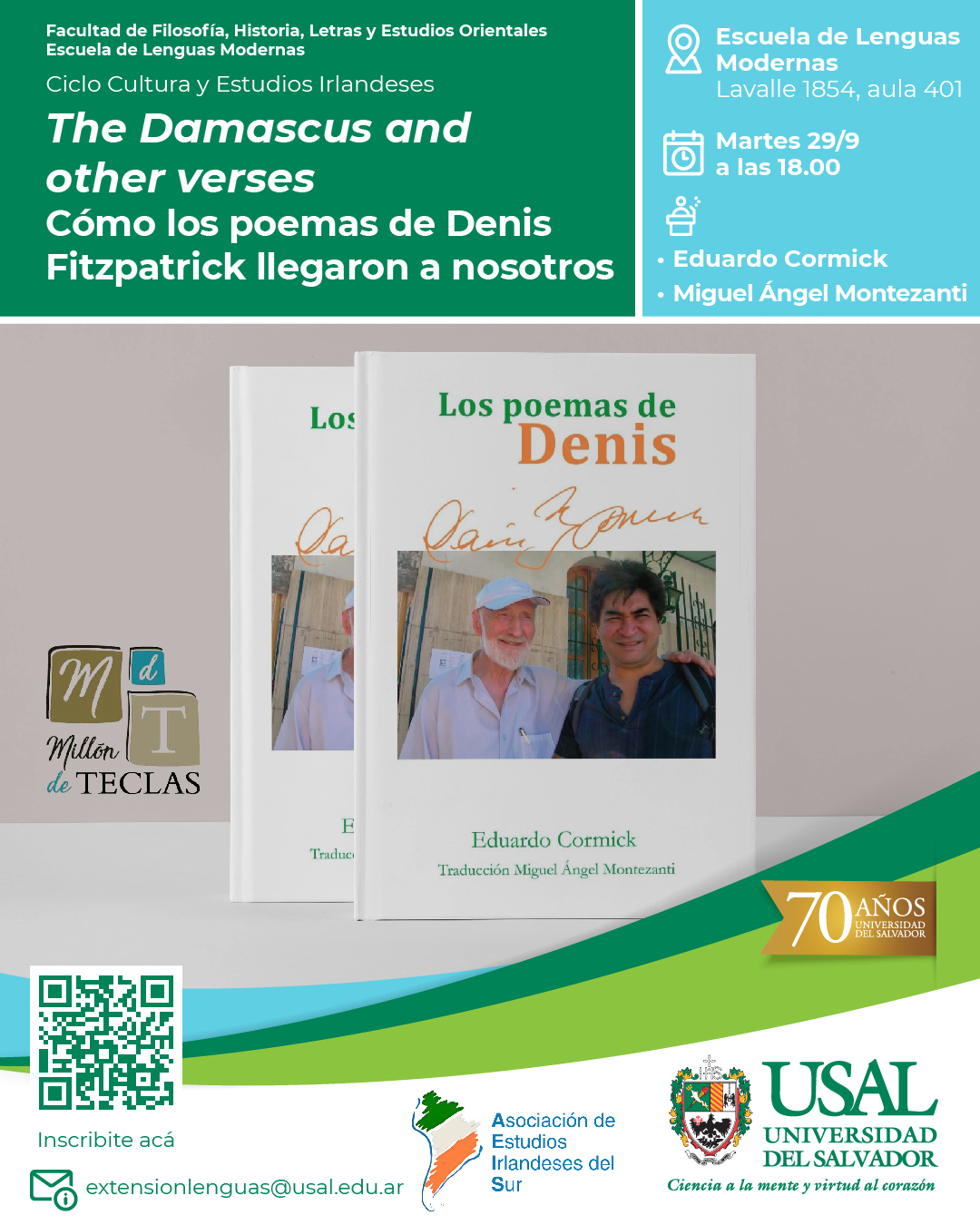 Portada de la actividad “The Damascus and other verses. Cómo los poemas de Denis Fitzpatrick llegaron a nosotros” - Ciclo de Cultura y Estudios Irlandeses (D.Dec. No.067/26)