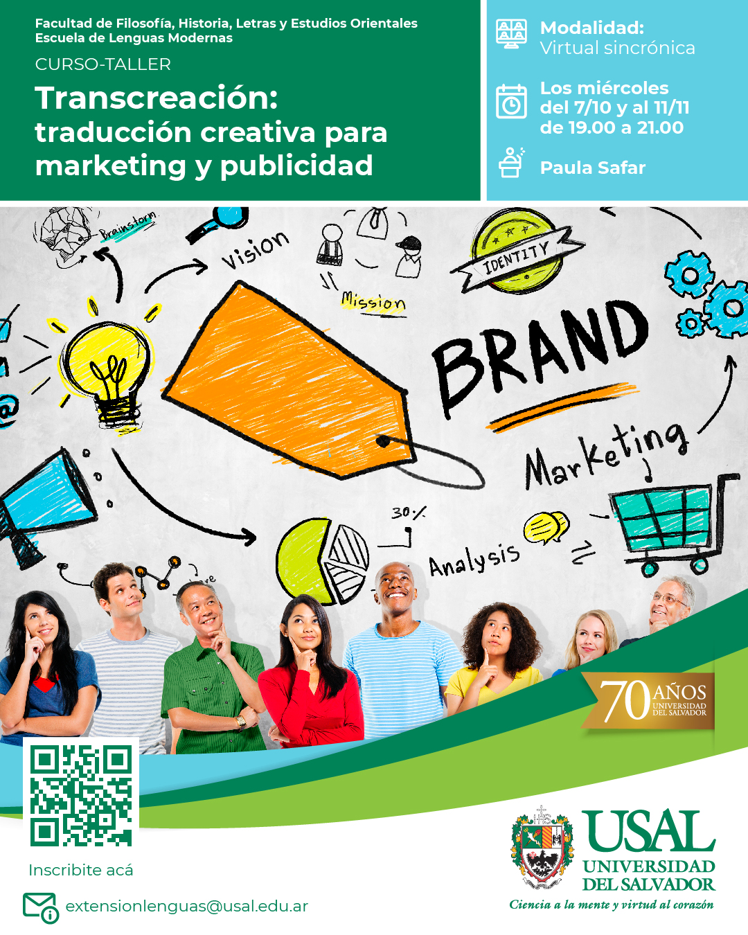 Portada de la actividad CURSO-TALLER: TRANSCREACIÓN: TRADUCCIÓN CREATIVA PARA MARKETING Y PUBLICIDAD (D.V.No.134/26)