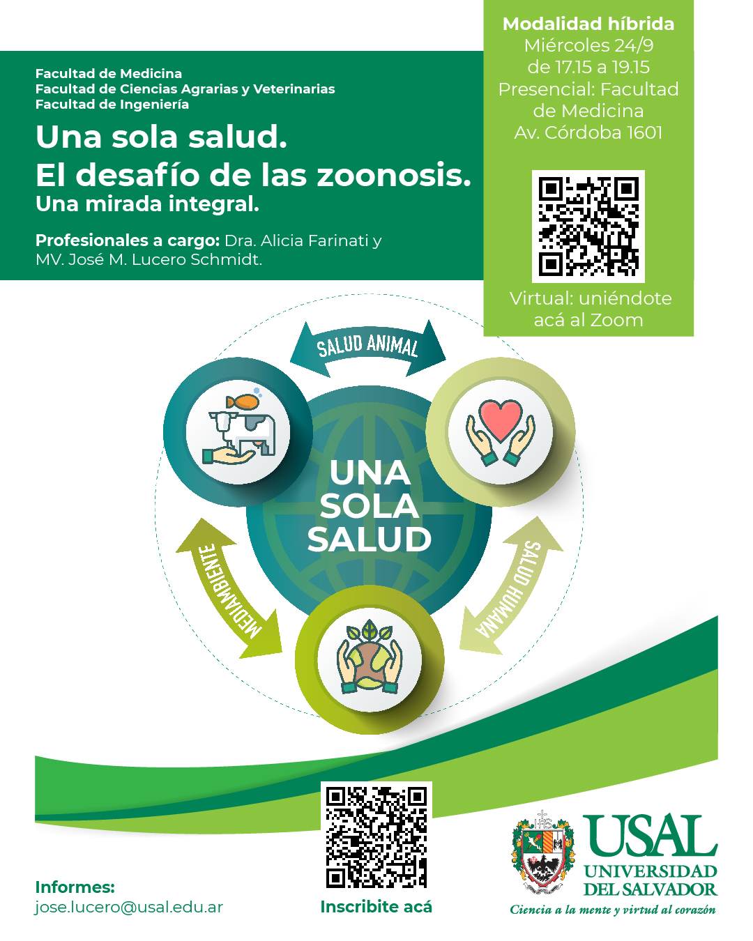 Portada de la actividad UNA SOLA SALUD. EL DESAFÍO DE LAS ZOONOSIS.  Una mirada integral.