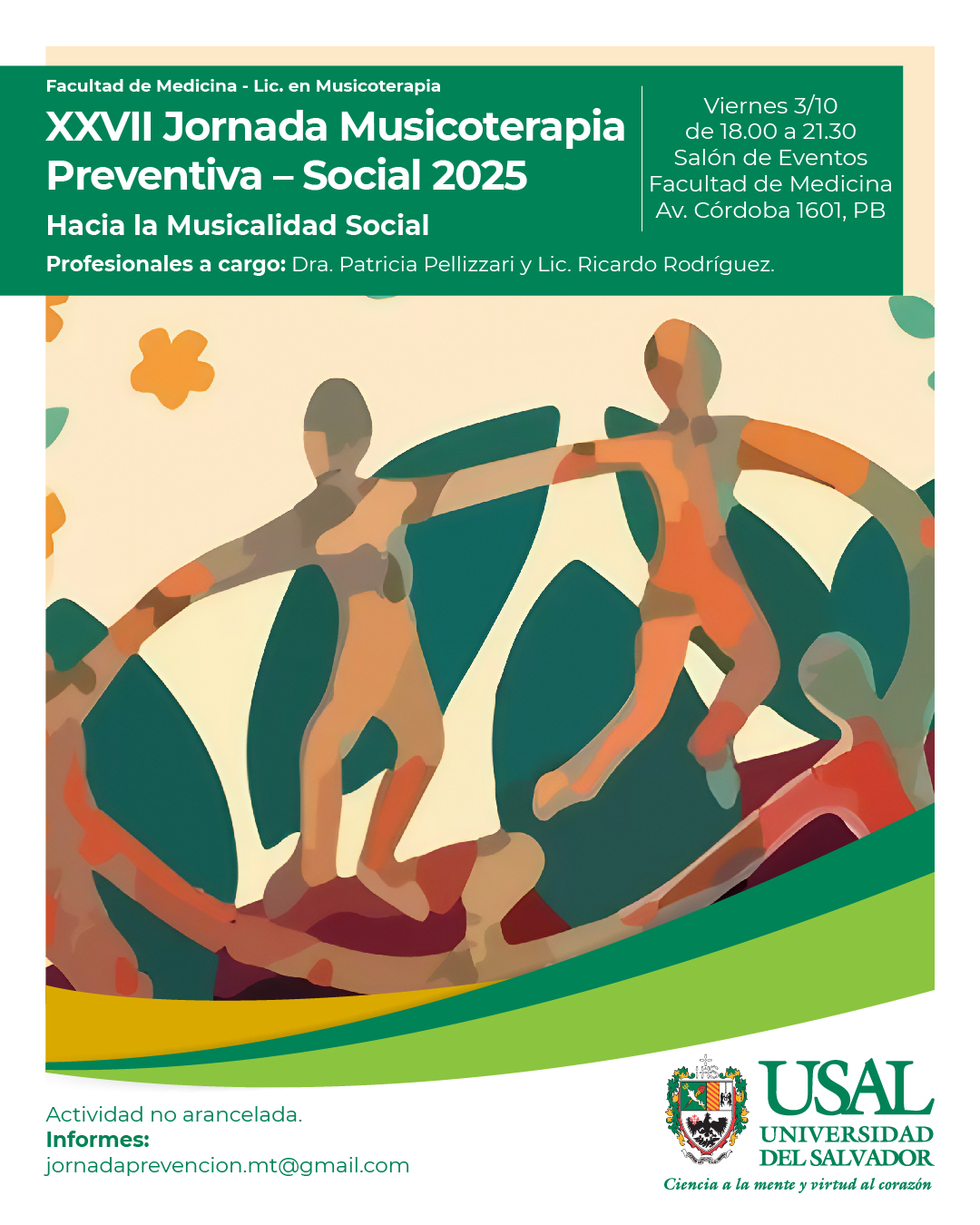 Portada de la actividad XXVII JORNADA MUSICOTERAPIA PREVENTIVA – SOCIAL 2025 “Hacia la Musicalidad Social