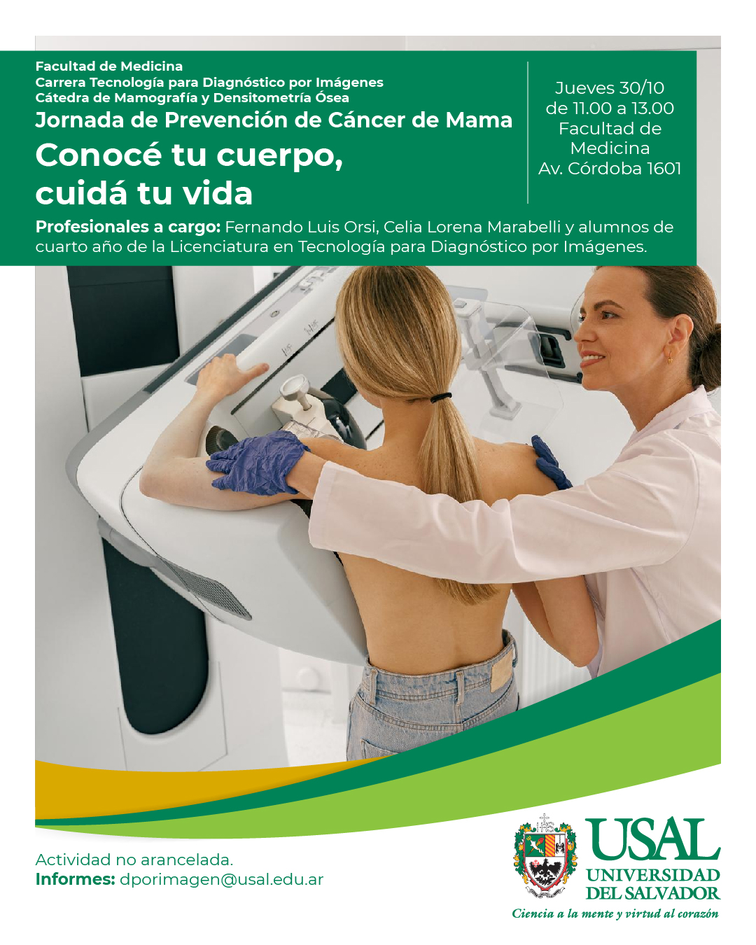Portada de la actividad Jornada de Prevención de Cáncer de Mama, “Conocé tu cuerpo, cuidá tu vida.”