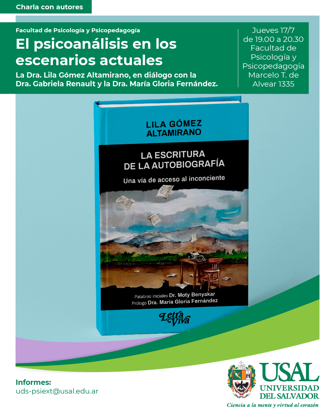 Portada de la actividad Charla con autores: El psicoanálisis en los escenarios actuales.  (Disp. VRID 37/25)