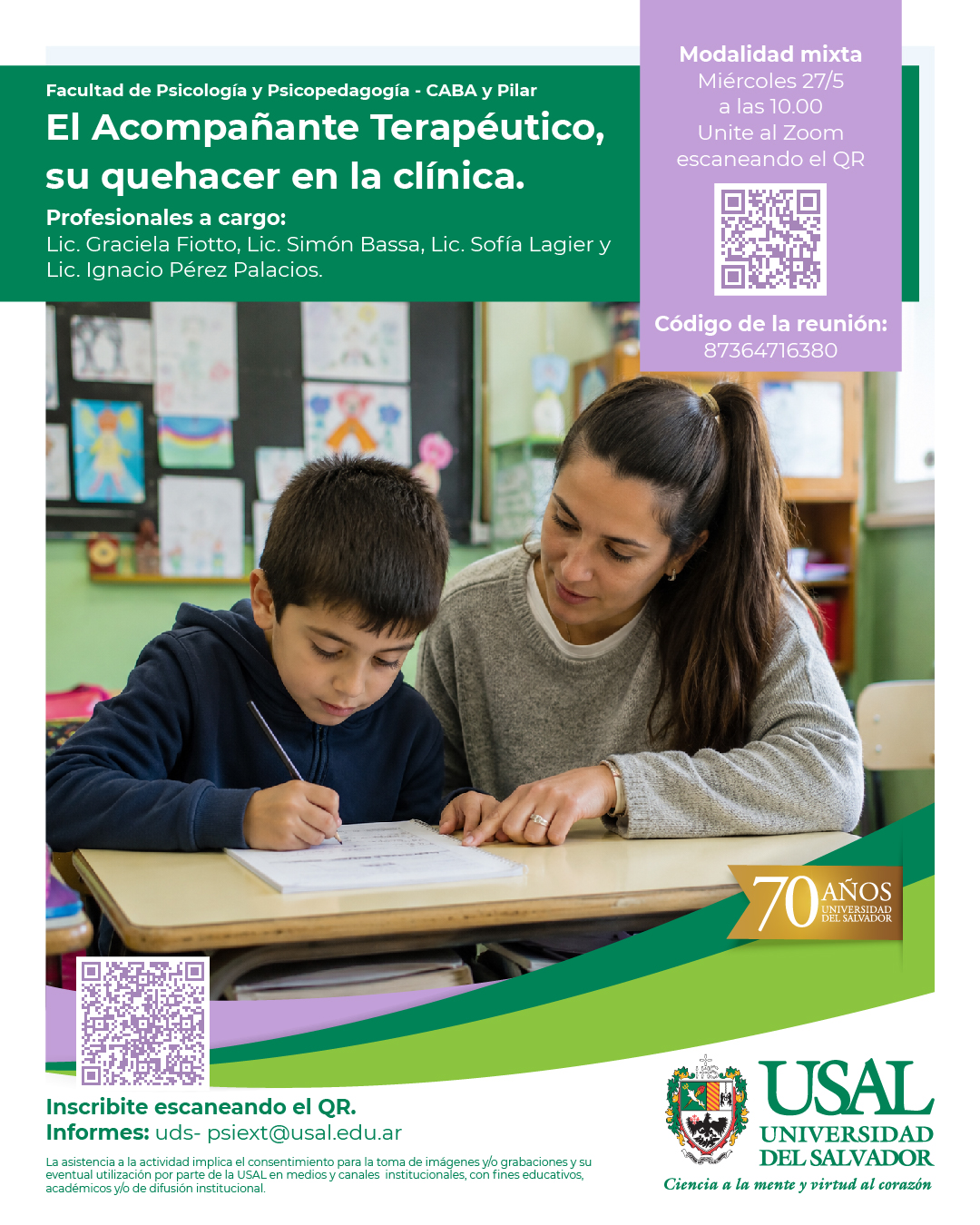 Portada de la actividad El Acompañante terapéutico, su quehacer en la clínica (Disp. 74/26)