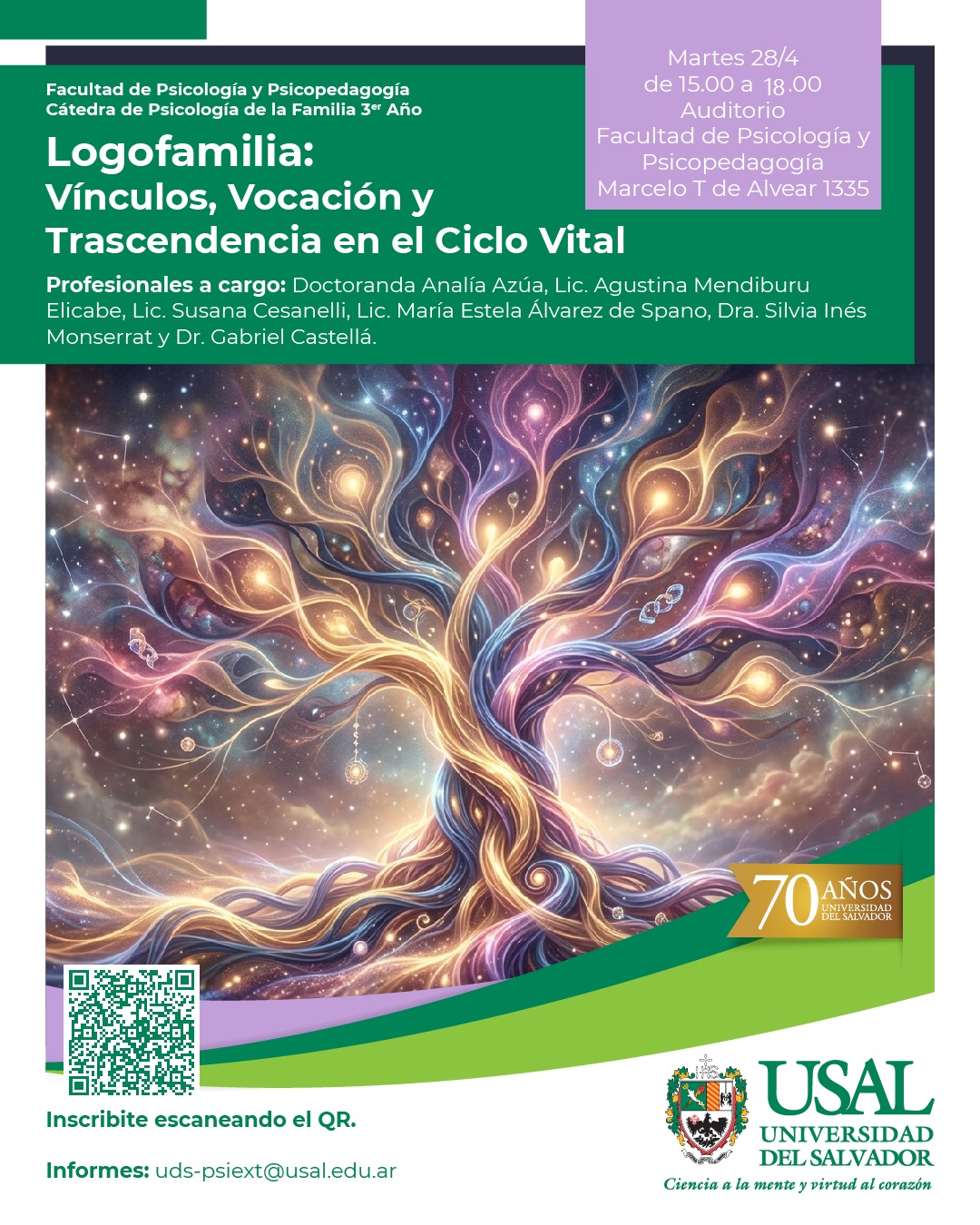 Portada de la actividad Logofamilia: Vínculos, Vocación y Trascendencia en el Ciclo Vital (Disp. 50/26)