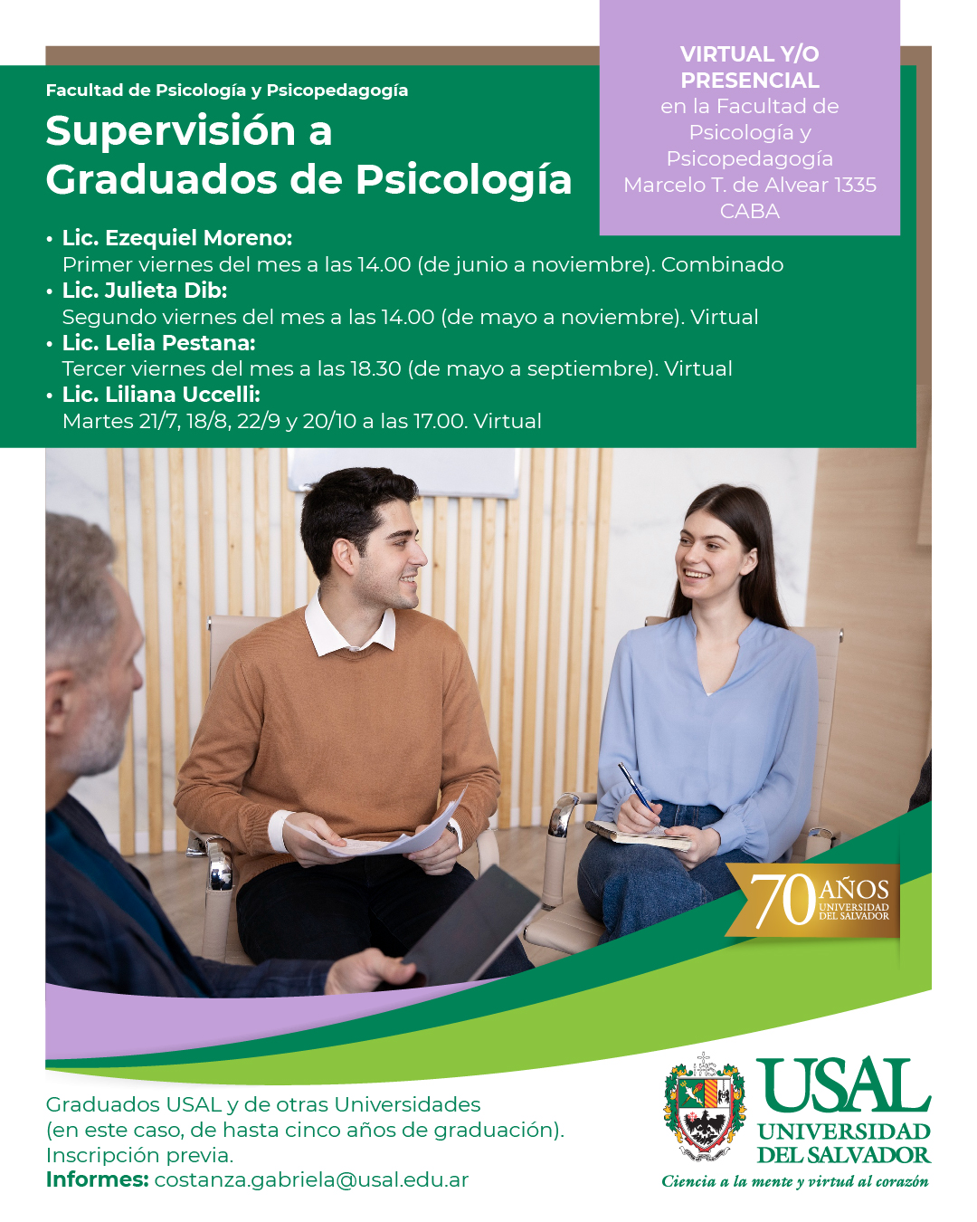 Portada de la actividad Supervisión a graduados en Psicología (Disp. 49/26)