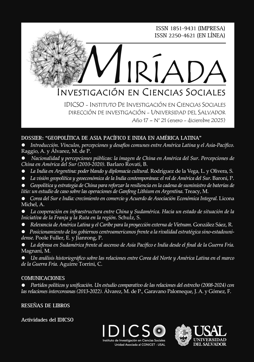 Disponible en línea el núm. 21 de Miríada (2025).  Dossier: Geopolítica de Asia Pacífico e India en América Latina